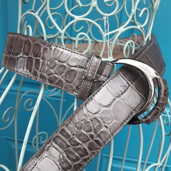 Genuine Leather Belt Alligator Embossed Wide Womens Real Patten Leather Belt M - Picture 7 of 16